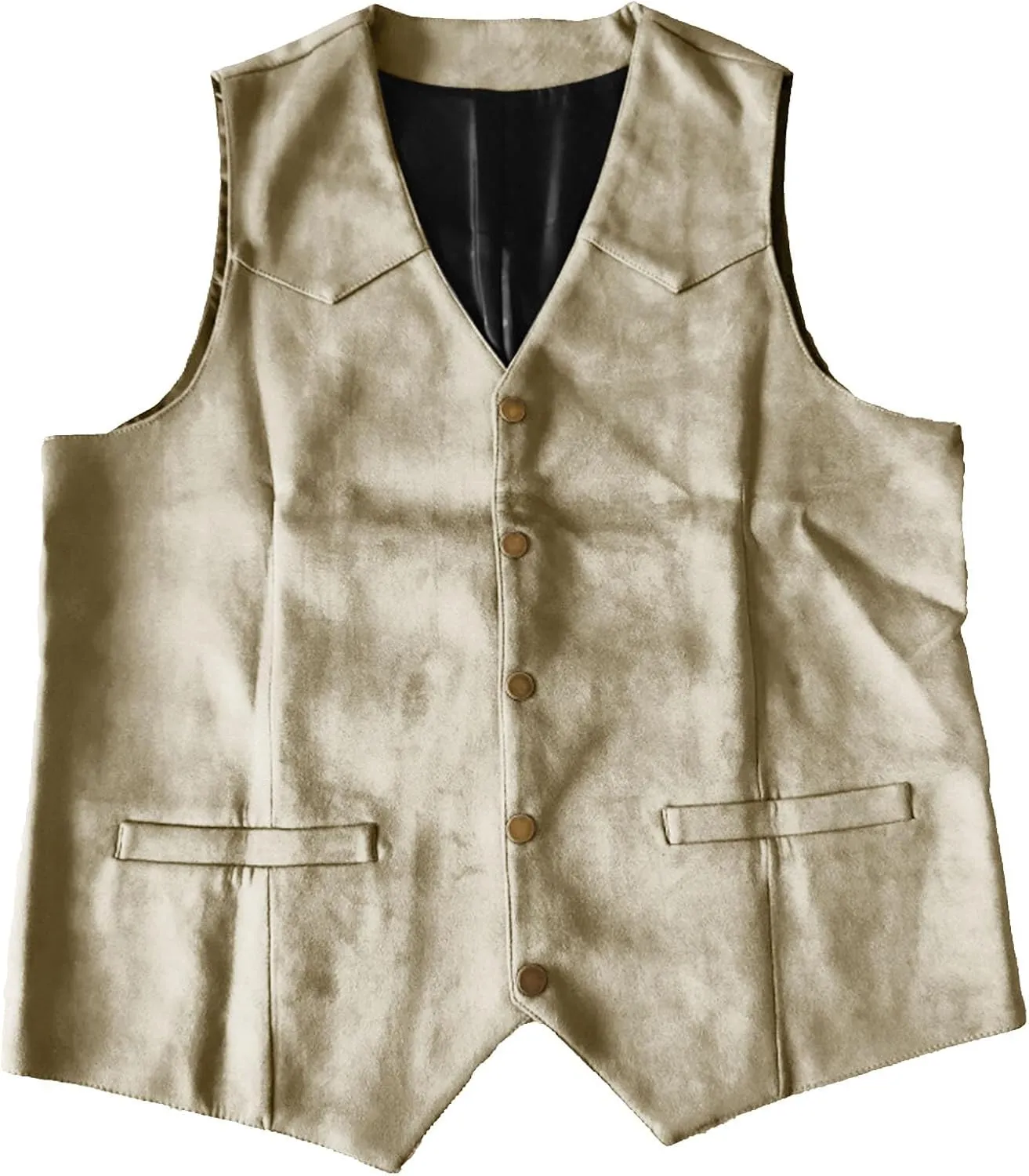 Men's Suede Leather Waistcoats Vintage Cowboy Style Vest Dressy Slim Fit Sleeveless Suit Jacket Wedding,Outdoor,Gift