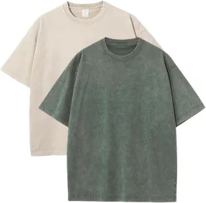 Mi Bo Tong Oversized Workout Shirts for Men Vintage Heavyweight T Shirts for Women Stone Washed T Shirt for Men