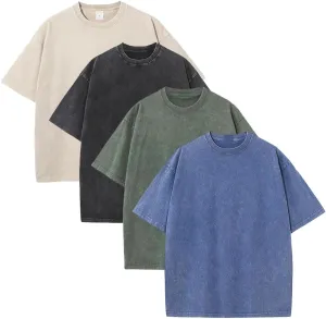 Mi Bo Tong Oversized Workout Shirts for Men Vintage Heavyweight T Shirts for Women Stone Washed T Shirt for Men