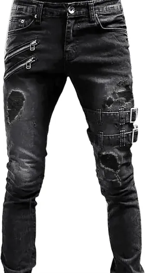 MIDOO Jeans for Men Slim Fit Casual Comfort Flex Waist Denim Pants Straight Leg Fashion Solid Skinny Jeans Trousers Men Pants Sweatpant Jeans(Z05-Black,Medium)