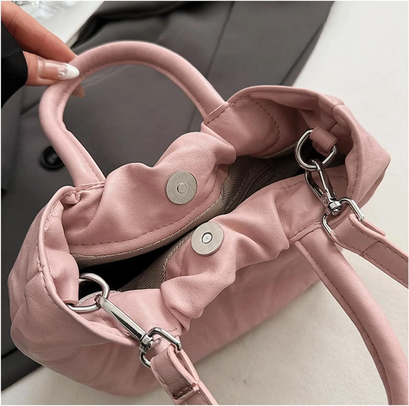Mini Bucket Bag Vintage Soft Leather Bucket Purse with Top Handles Shoulder Handbag Crossbody Purse Bag