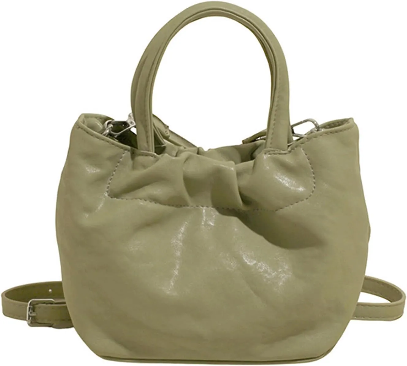 Mini Bucket Bag Vintage Soft Leather Bucket Purse with Top Handles Shoulder Handbag Crossbody Purse Bag