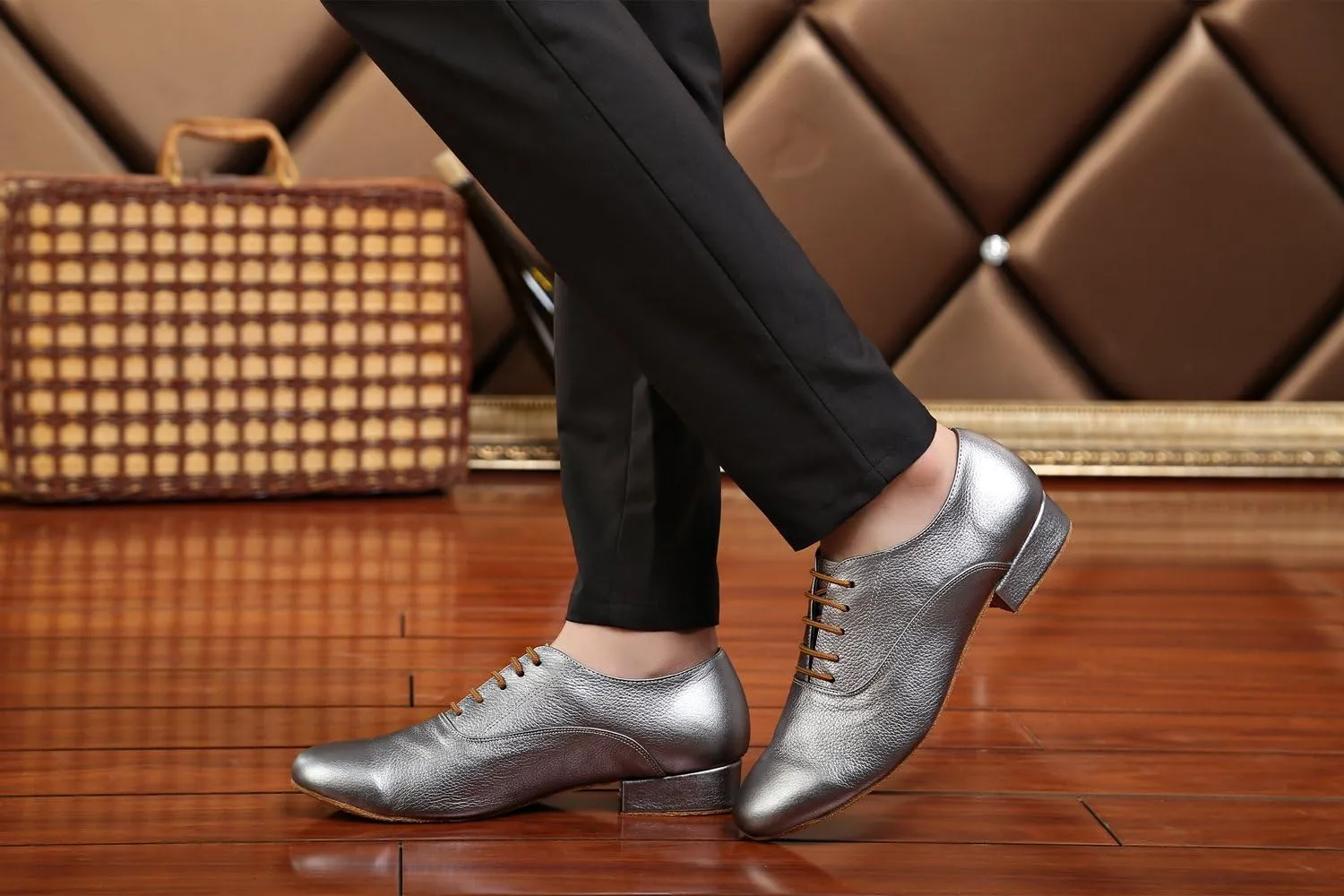 Minishion GL208 Men's Solid Leather Latin Ballroom Professional Social Dance Shoes
