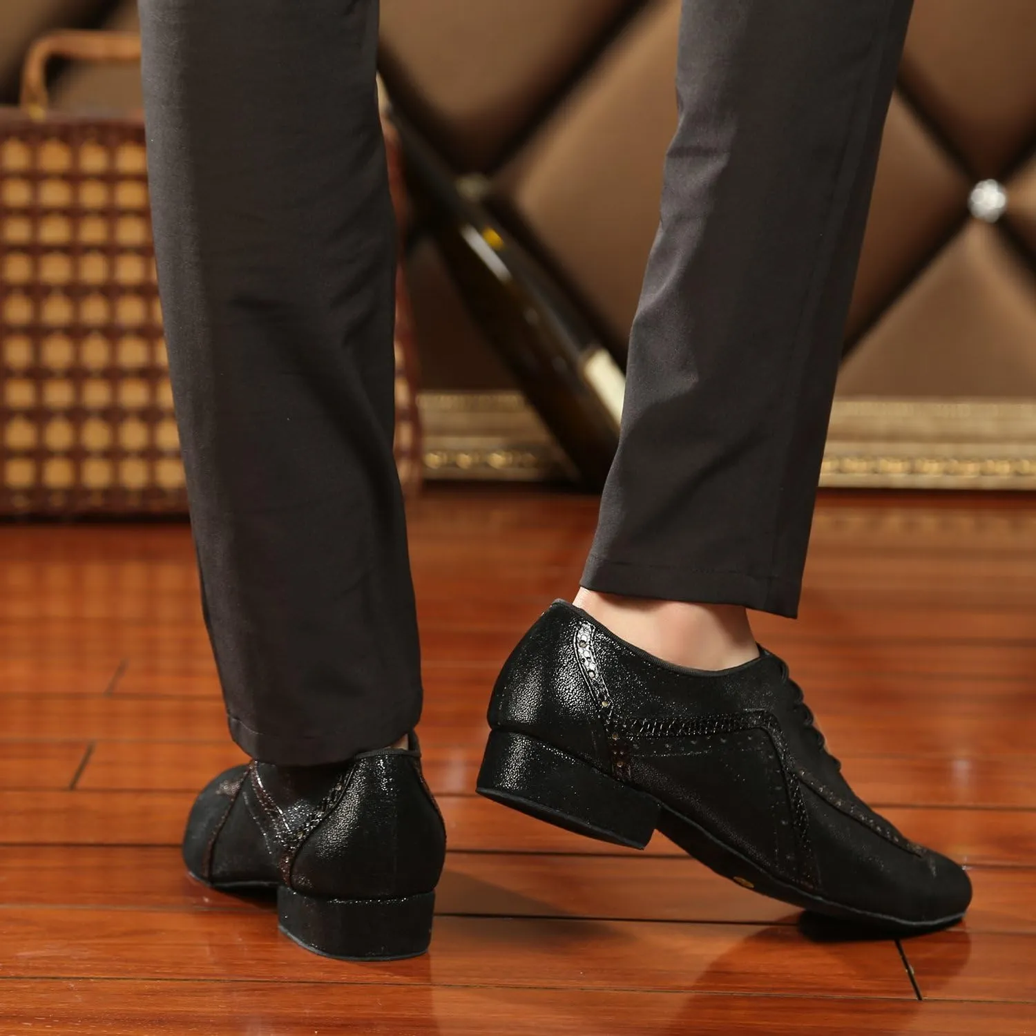 Minishion GL235 Mens Lace-up Glitter Fashion Tango Latin Ballroom Professional Dance Shoes