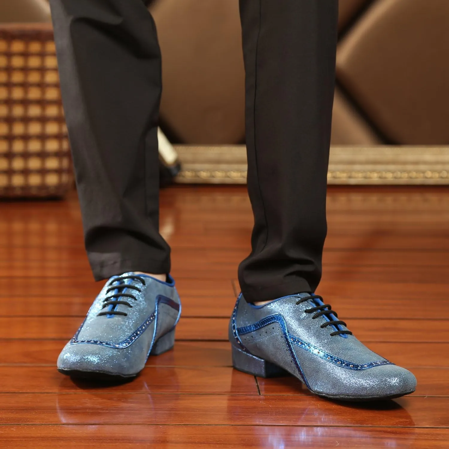 Minishion GL235 Mens Lace-up Glitter Fashion Tango Latin Ballroom Professional Dance Shoes
