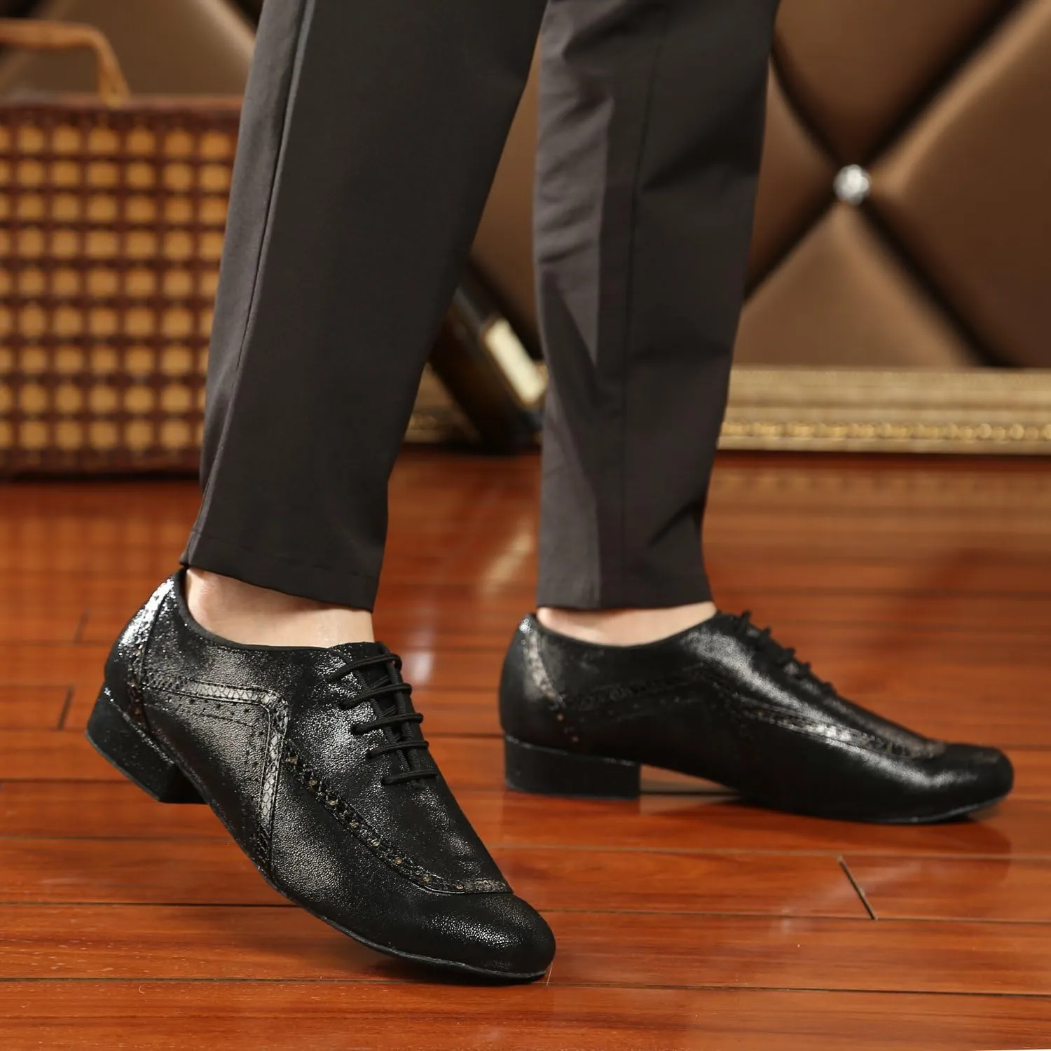 Minishion GL235 Mens Lace-up Glitter Fashion Tango Latin Ballroom Professional Dance Shoes