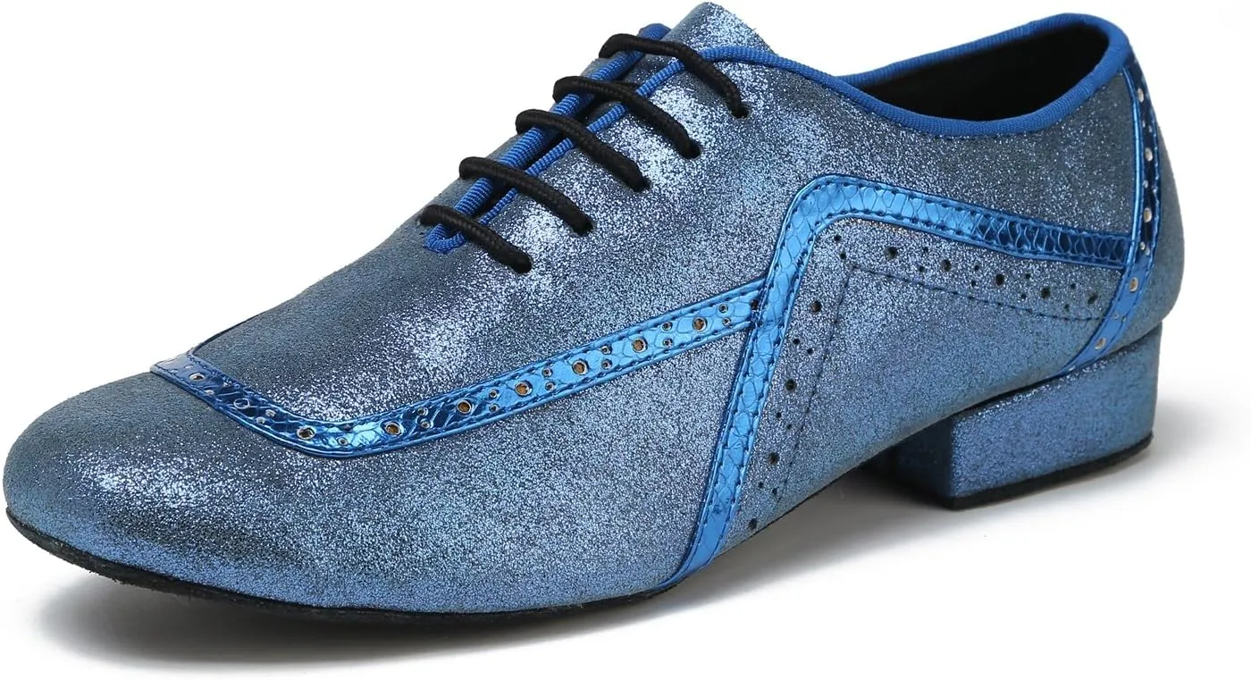 Minishion GL235 Mens Lace-up Glitter Fashion Tango Latin Ballroom Professional Dance Shoes