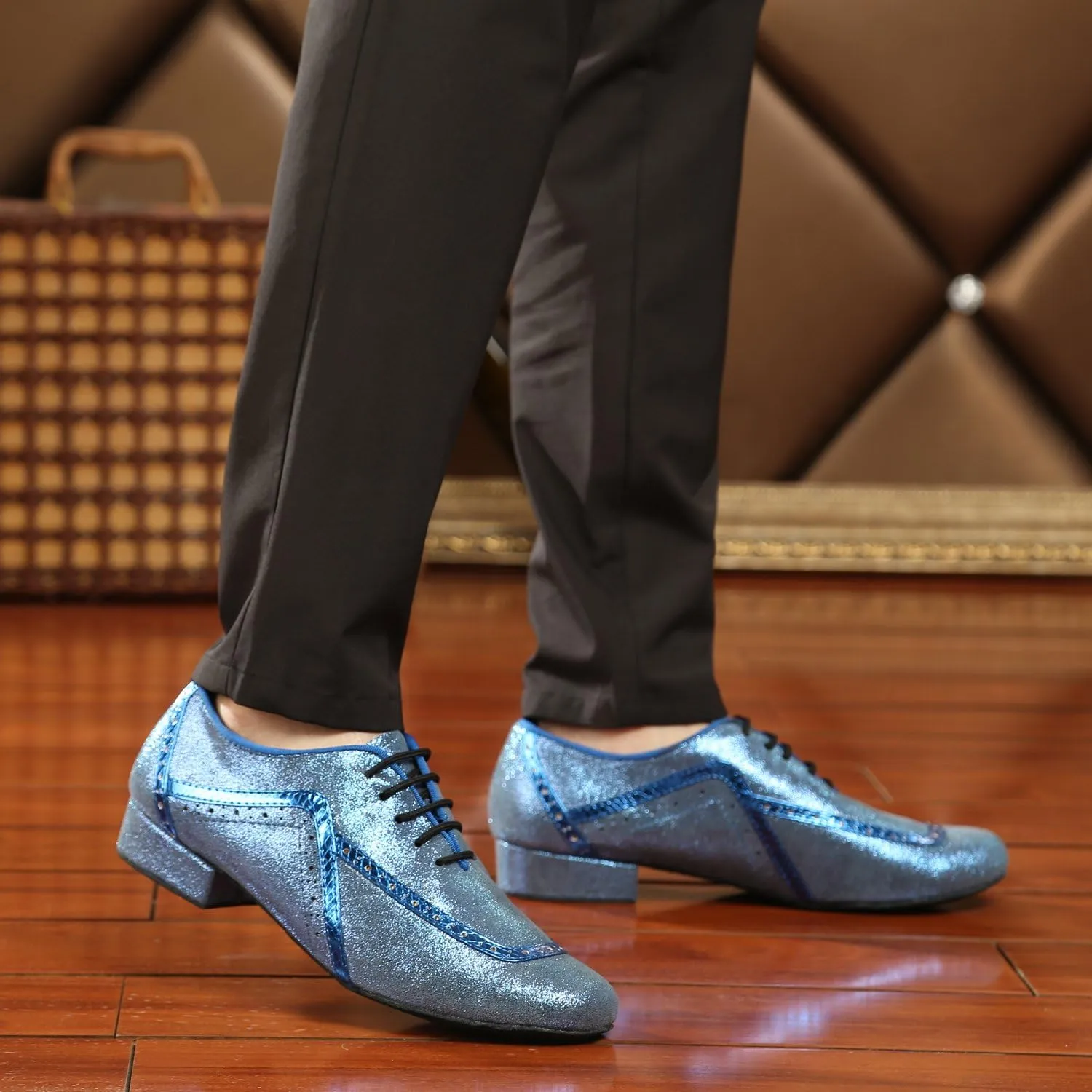 Minishion GL235 Mens Lace-up Glitter Fashion Tango Latin Ballroom Professional Dance Shoes