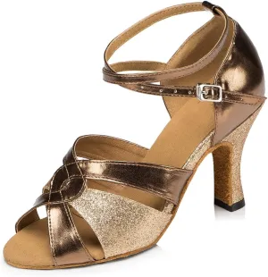 Minishion L190 Women's Buckle Glitter Latin Salsa Ballroom Dance Shoes