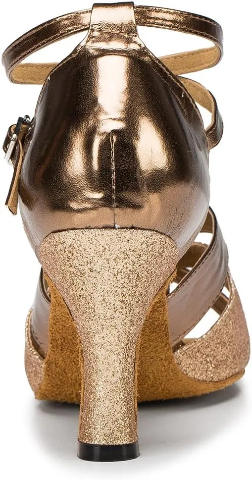Minishion L190 Women's Buckle Glitter Latin Salsa Ballroom Dance Shoes