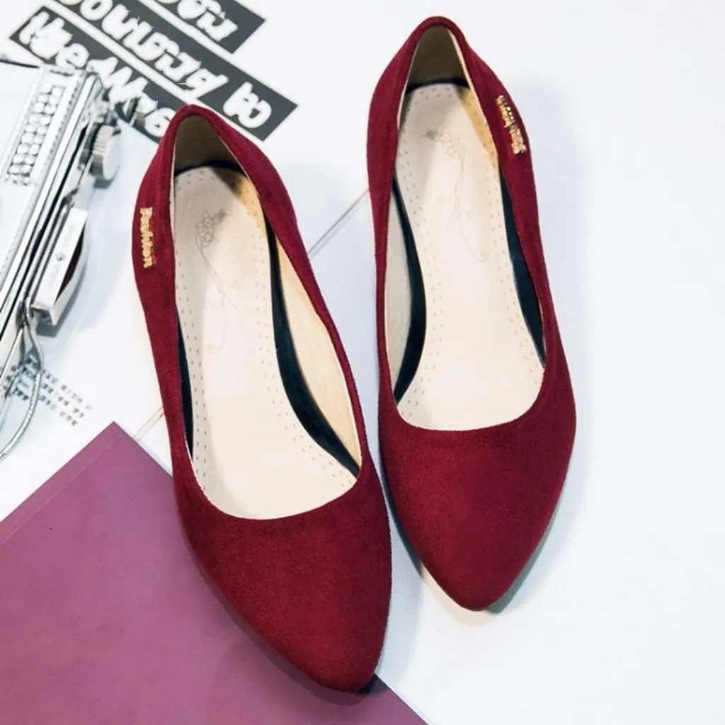 MIOKE Women's Pointed Toe Comfort Kitten Low Heel Pumps Suede Slip On Loafer Casual Daily Office Dress Shoes