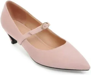 MIOKE Women's Pointed Toe Comfort Low Kitten Heels Pumps Slip On Suede Daily Office Mary Jane Dress Shoes