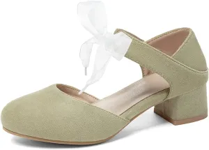 MIOKE Women's Pointed Toe D'Orsay Pumps Comfort Ankle Strap Block Mid Heel Dress Sandals Party Office Shoes