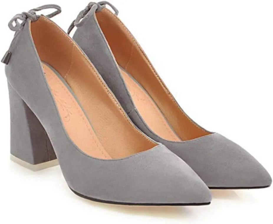 MIOKE Women's Square Toe Chunky High Block Heel Pumps Suede Lace Up Ankle Strap Comfy Mary Jane Dress Shoes