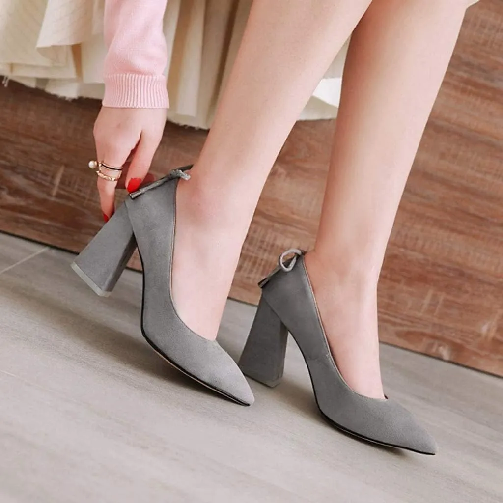 MIOKE Women's Square Toe Chunky High Block Heel Pumps Suede Lace Up Ankle Strap Comfy Mary Jane Dress Shoes