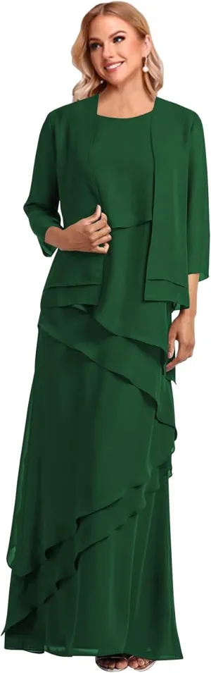 Mother of The Bride Dresses for Wedding Two Pieces Floor-Length Dresses for Women Formal WLJ100