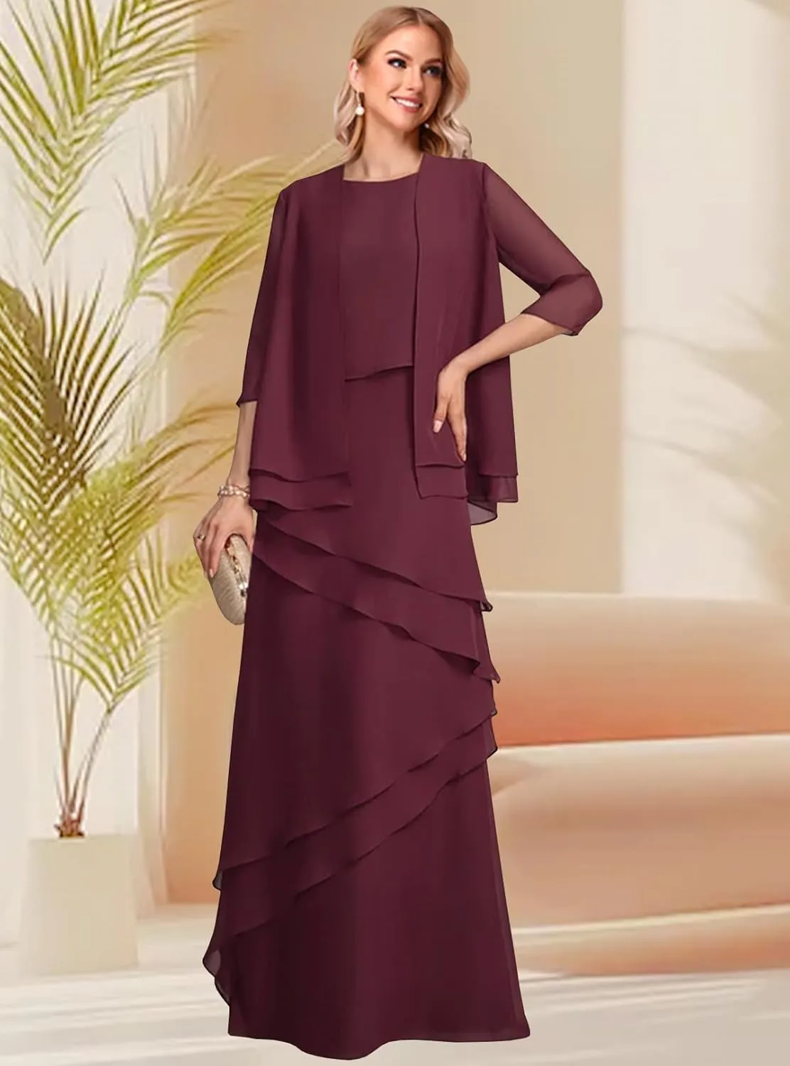 Mother of The Bride Dresses for Wedding Two Pieces Floor-Length Dresses for Women Formal WLJ100