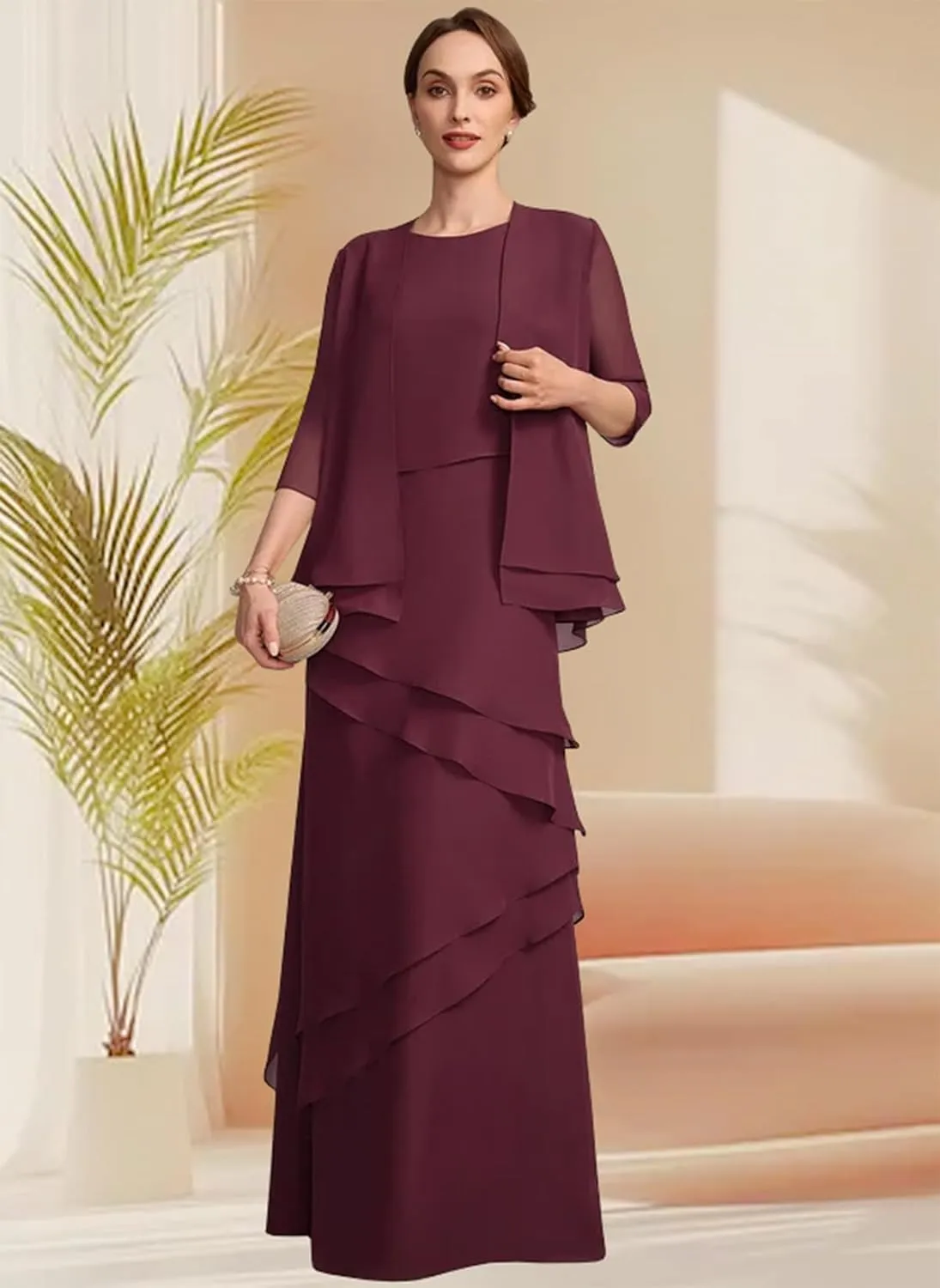 Mother of The Bride Dresses for Wedding Two Pieces Floor-Length Dresses for Women Formal WLJ100