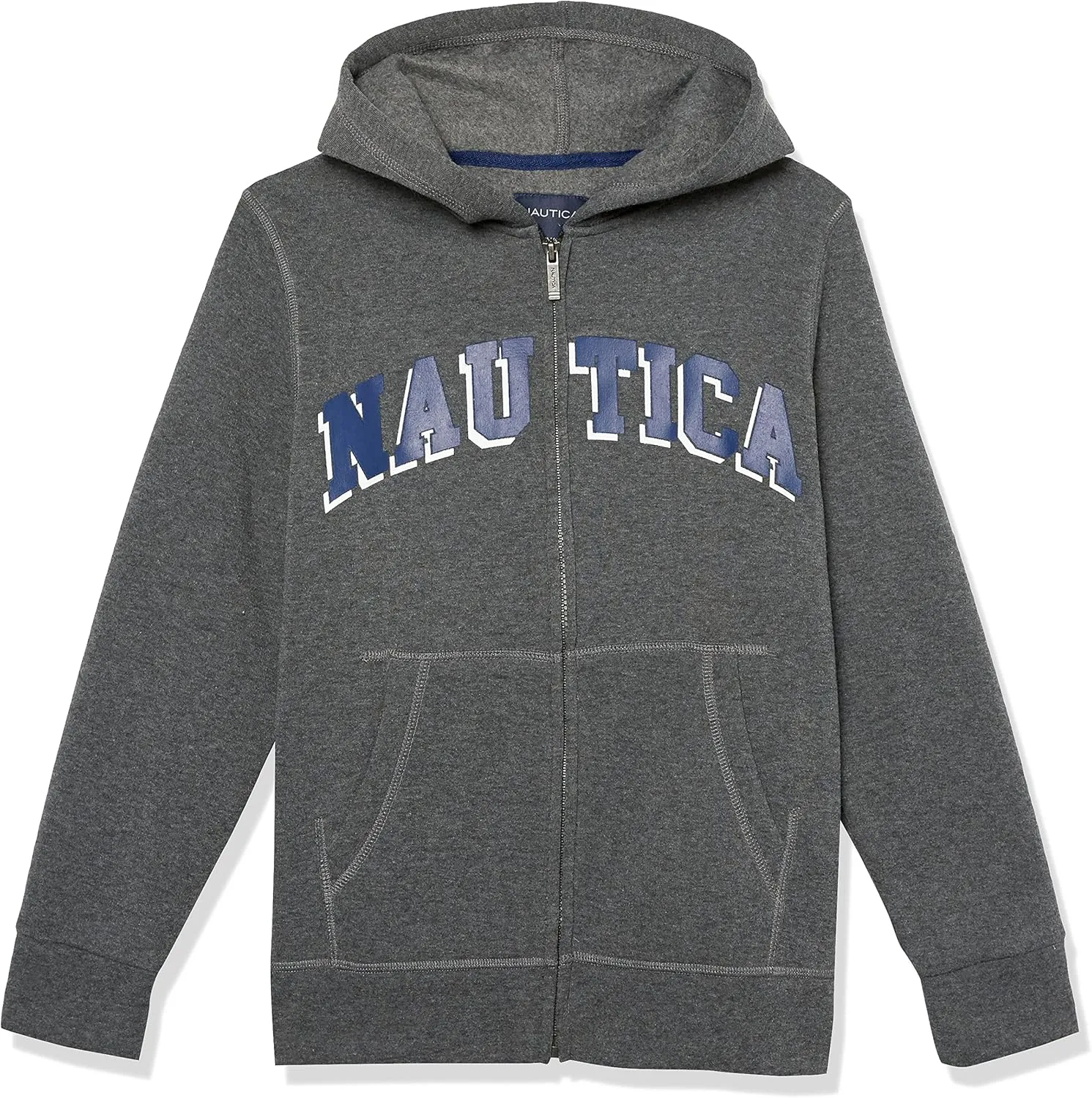 Nautica Boys' Long Sleeve Fleece Full Zip Hoodie, Comfortable, Relaxed Fit
