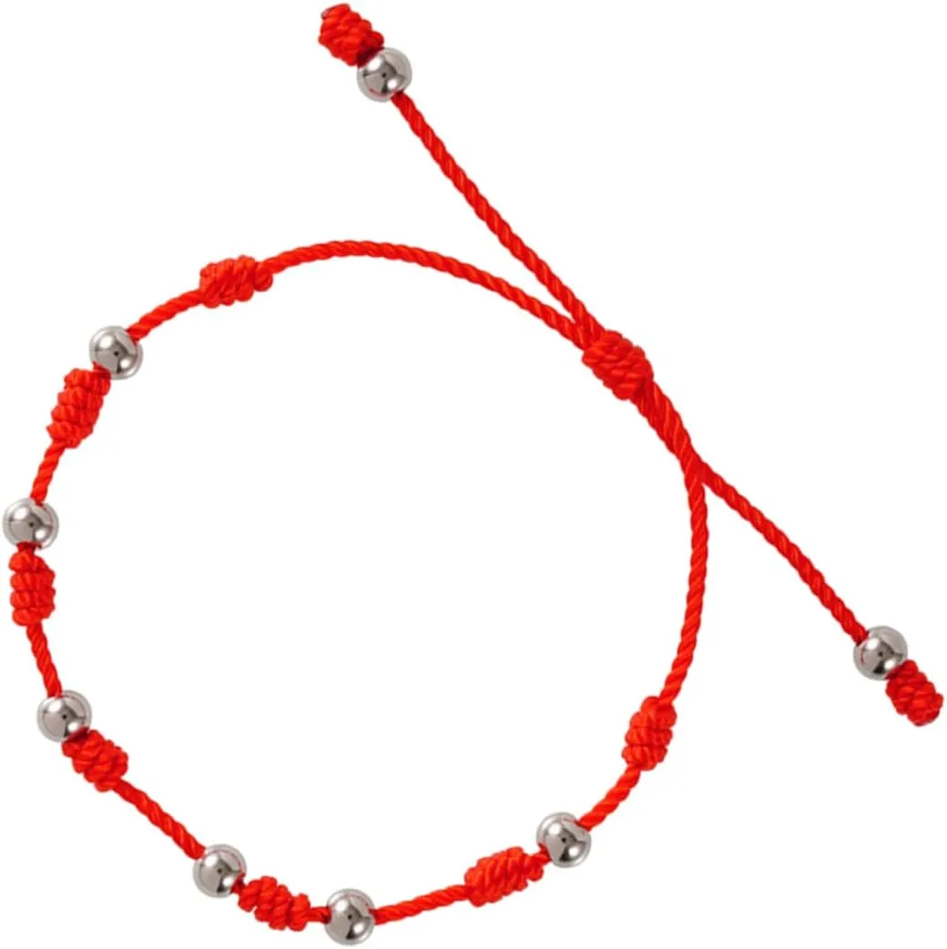 NOLITOY Adjustable Red Rope Braided Bracelet with Beads Knot Hand Woven Design present for Family and Friends Stylish Accessory Outfit