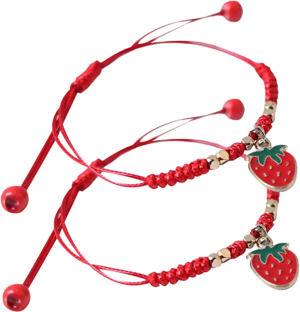 NOLITOY Charm for Bracelet 2pcs Strawberry Friendship Bracelet Fruit Woven Wrist Rope