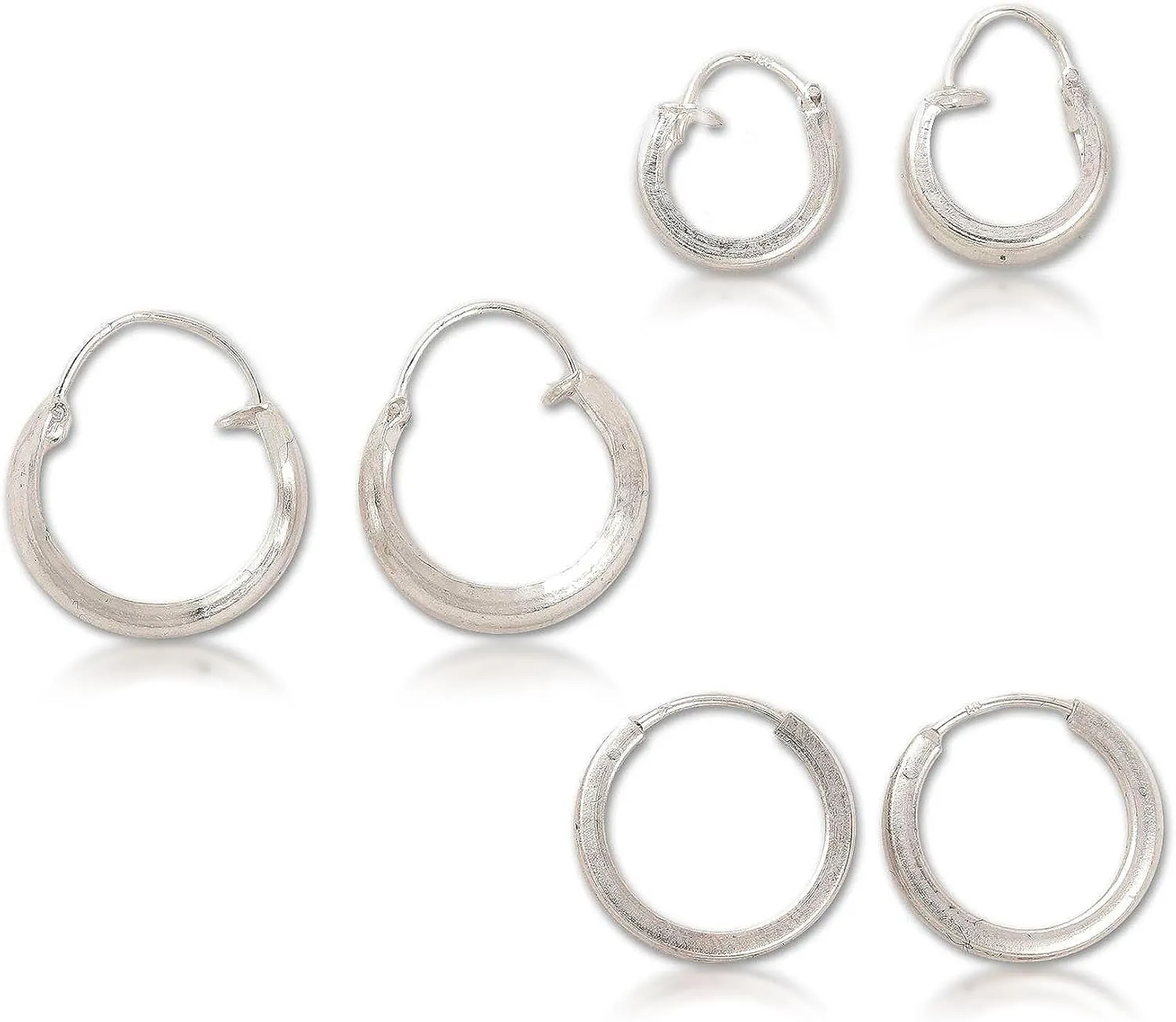 NOVICA Artisan Crafted Sterling Silver Hoop Earrings | Endless Hoop | Slim Bali | Hypoallergenic Jewelry | Lead & Nickel Free | No Gemstone | Indian 'Lustrous Loops' 0.6" x 0.6" W x 0.2" D (Set of 3)