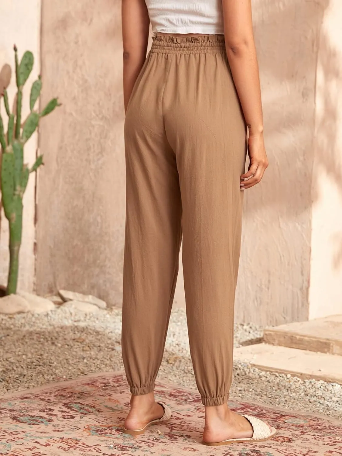 OYOANGLE Women's Maternity Solid High Waist Work Carrot Pants Pregnancy Jogger Trousers Sweatpants