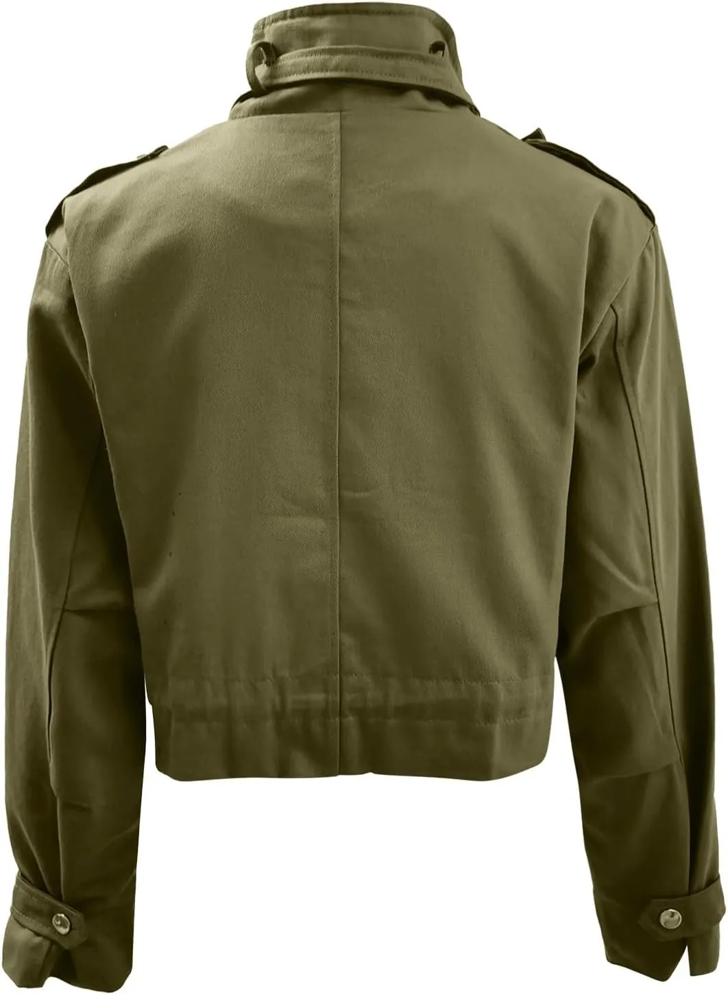PeQAQ Women's Military Cropped Jackets Trendy Cropped Cargo Coats Button Down Lightweight Utility Anorak Coat with Pockets