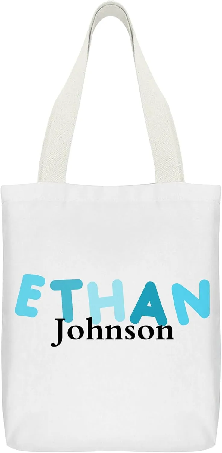 Personalized Tote Bag Custom Canvas Bag with Name, Customized Cute Bags Gifts for Travel Birthday Christmas Holiday