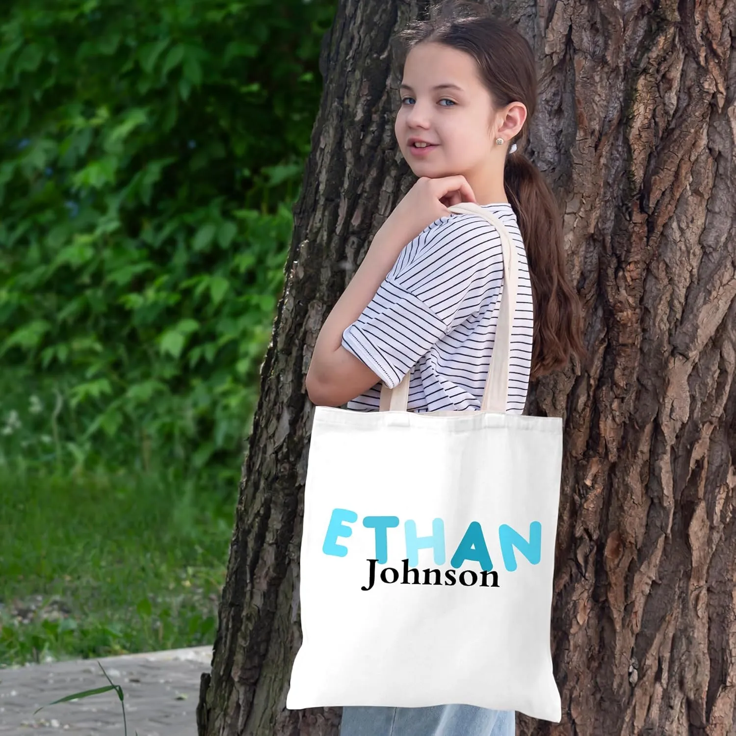 Personalized Tote Bag Custom Canvas Bag with Name, Customized Cute Bags Gifts for Travel Birthday Christmas Holiday