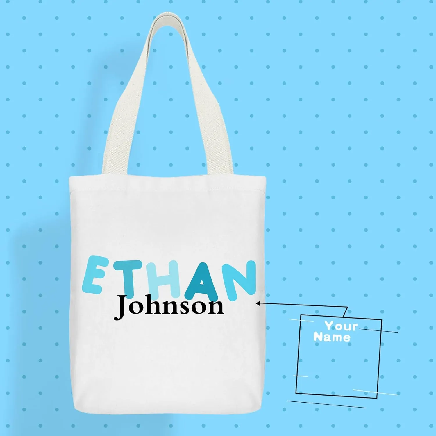 Personalized Tote Bag Custom Canvas Bag with Name, Customized Cute Bags Gifts for Travel Birthday Christmas Holiday