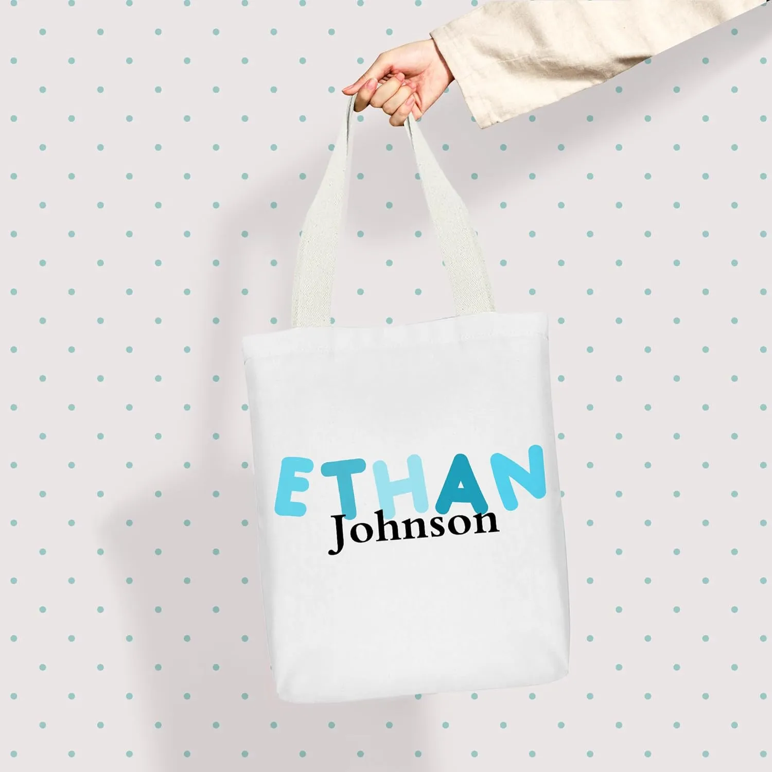Personalized Tote Bag Custom Canvas Bag with Name, Customized Cute Bags Gifts for Travel Birthday Christmas Holiday
