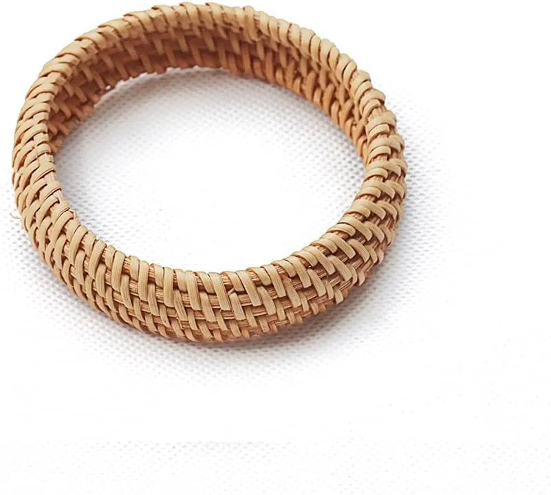 Pingyongchang Ladies Rattan Bracelet Girls Handmade Lightweight Straw Wicker Woven Braided Bracelet Bracelet Summer Statement Thick Bracelet Style Unique Bracelet for Women