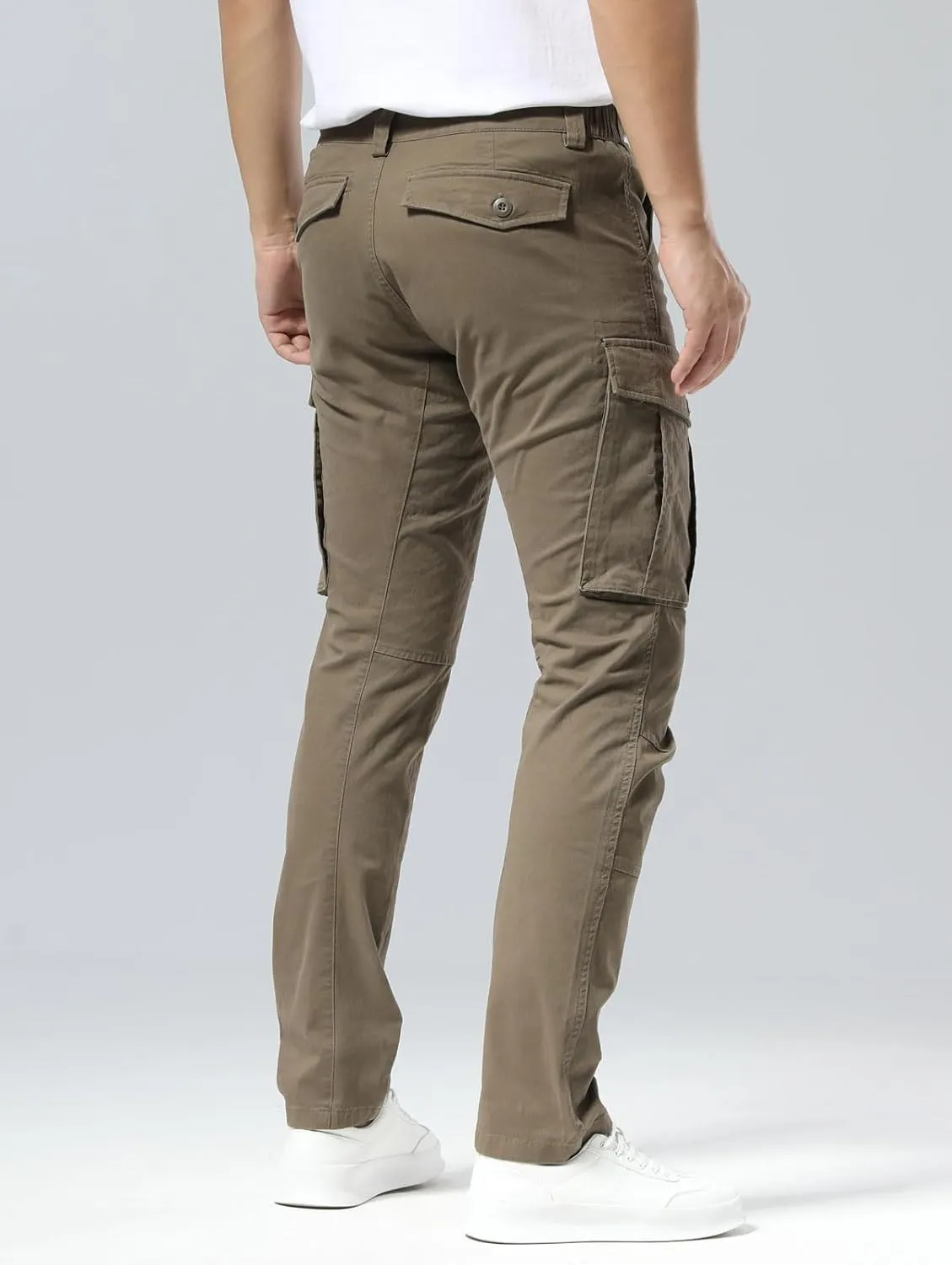 Plaid&Plain Men's Cargo Pants Slim Fit with Articulated Knees