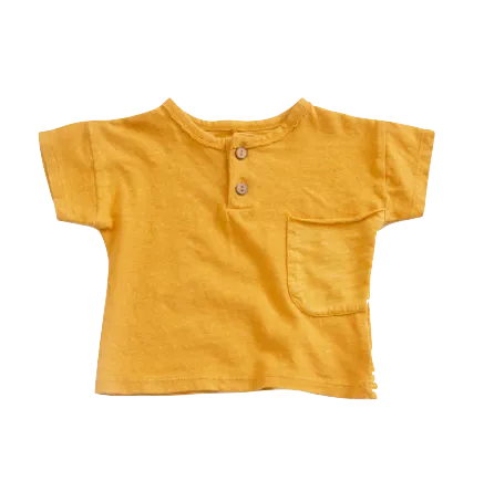 Play UP - Baby Pocket Henley Tee in Mustard