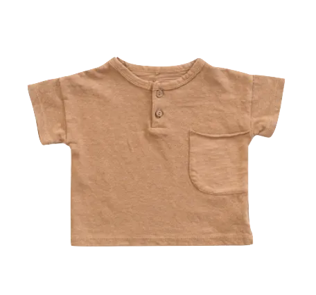 Play UP - Baby Pocket Henley Tee in Tan