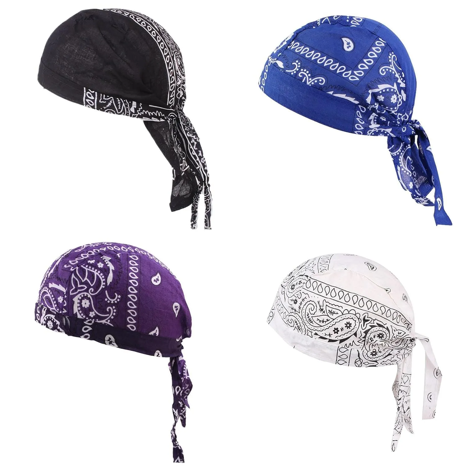 Pre Tied Wide Head Scarf for Women Long Turban Head Wraps Headbands Cancer Chemo Bandana Headscarf Hat Cap (Black White Purple Blue, One Size)