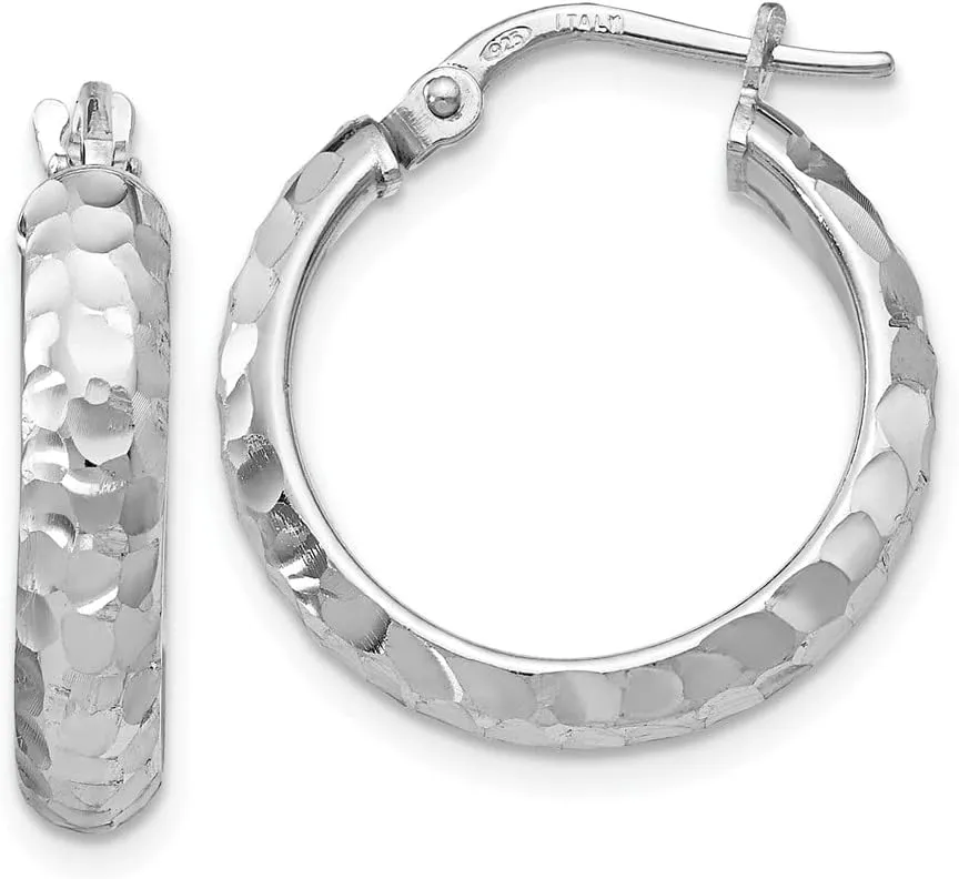 Real 925 Sterling Silver Radiant Essence Hinged Tube Hoop Earrings - 21mm x 19mm
