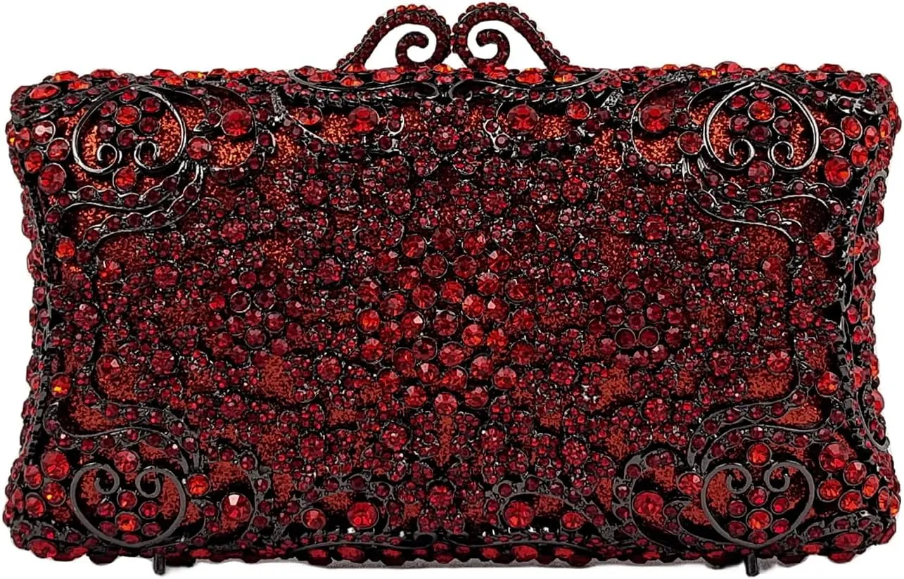 Red Crystal Clutch Women Rhinestone Evening Bag Wedding Formal Party Handbag Banquet
