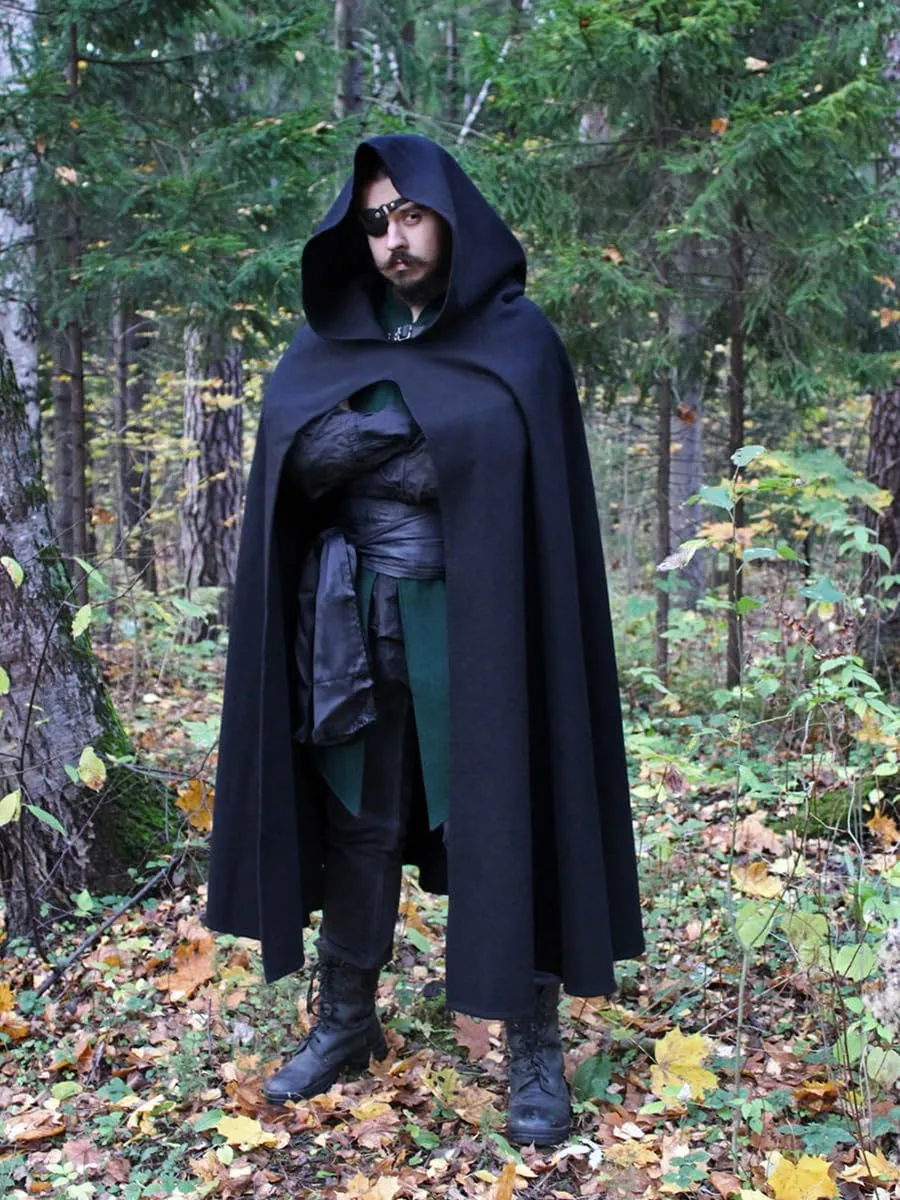 Renaissance Hooded Cape Cloak with Hood, Medieval Halloween Costume