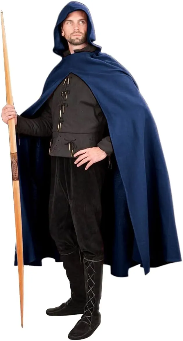 Renaissance Hooded Cape Cloak with Hood, Medieval Halloween Costume