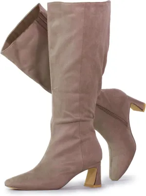 RF ROOM OF FASHION Women's Plus Size Square Toe Knee High Dress Boots (Wide Calf Wide Width)