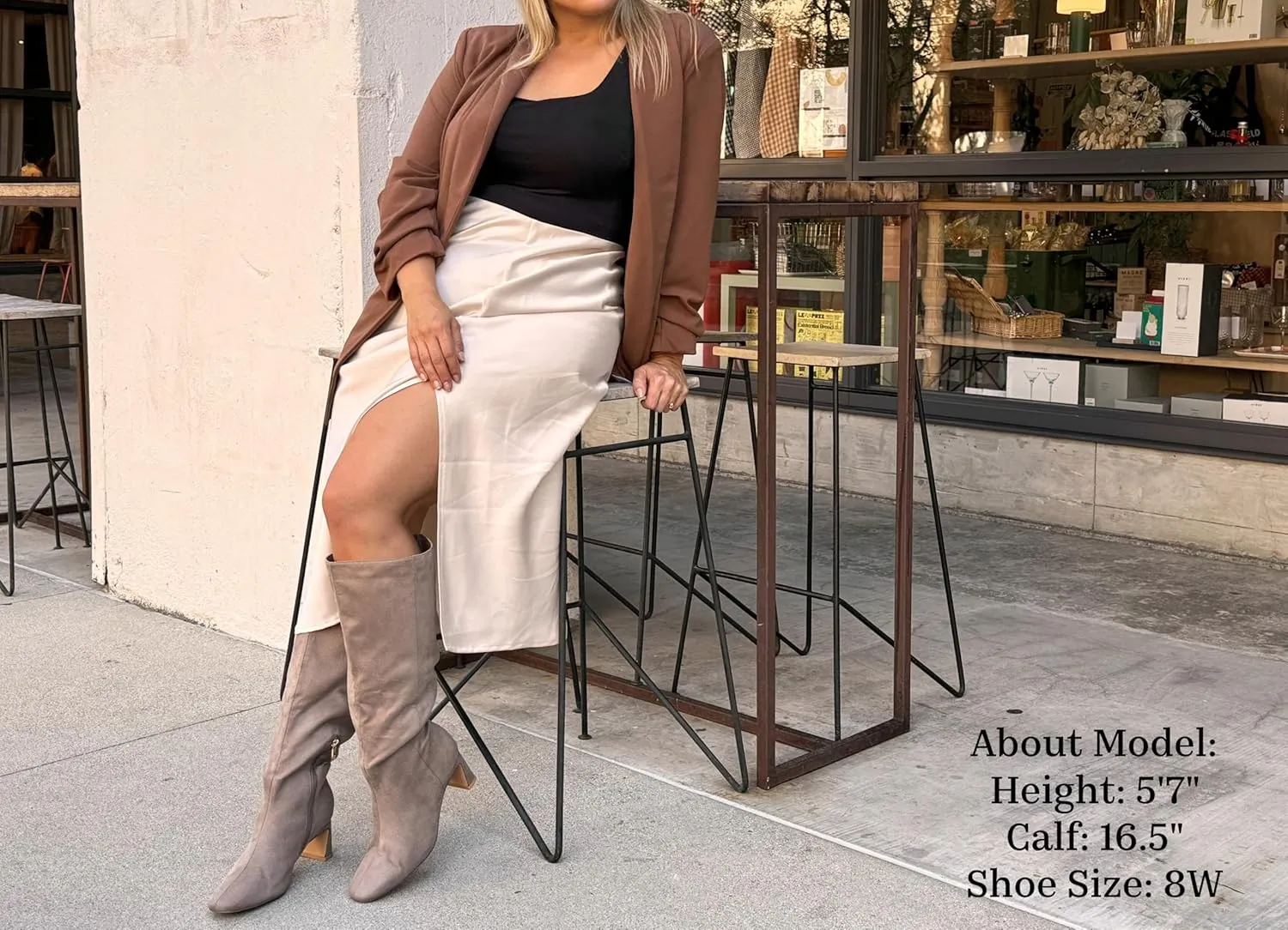 RF ROOM OF FASHION Women's Plus Size Square Toe Knee High Dress Boots (Wide Calf Wide Width)
