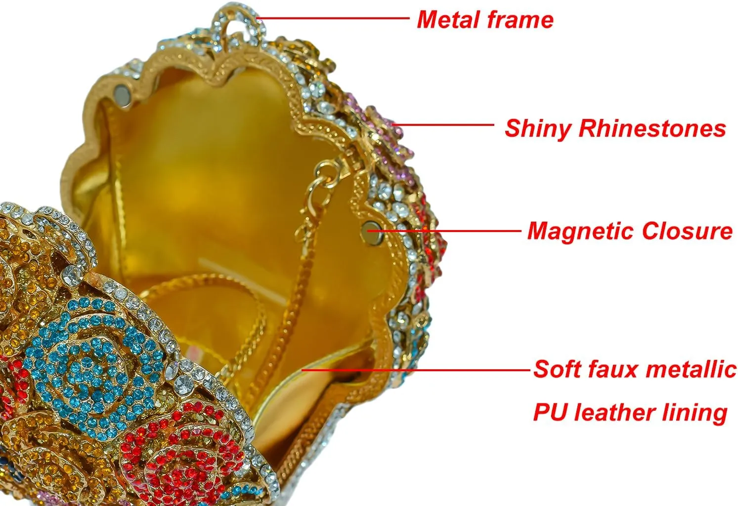 Rose Bouquet Shaped Crystal Clutch Flower Evening Bag Women Formal Bridal Party Floral Rhinestone Handbag Purse