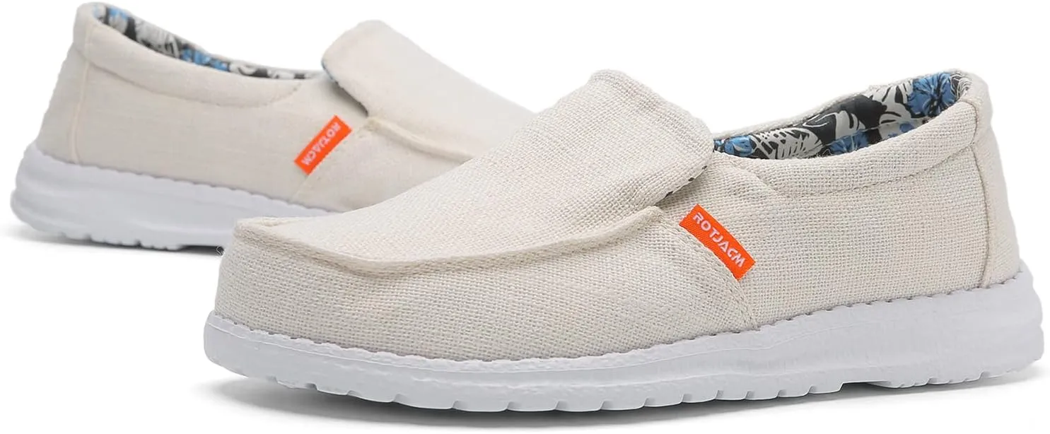 ROTJACM Women's Casual Comfortable Canvas Slip On Moc-Toe Loafers Blue US 5.5 to US 11