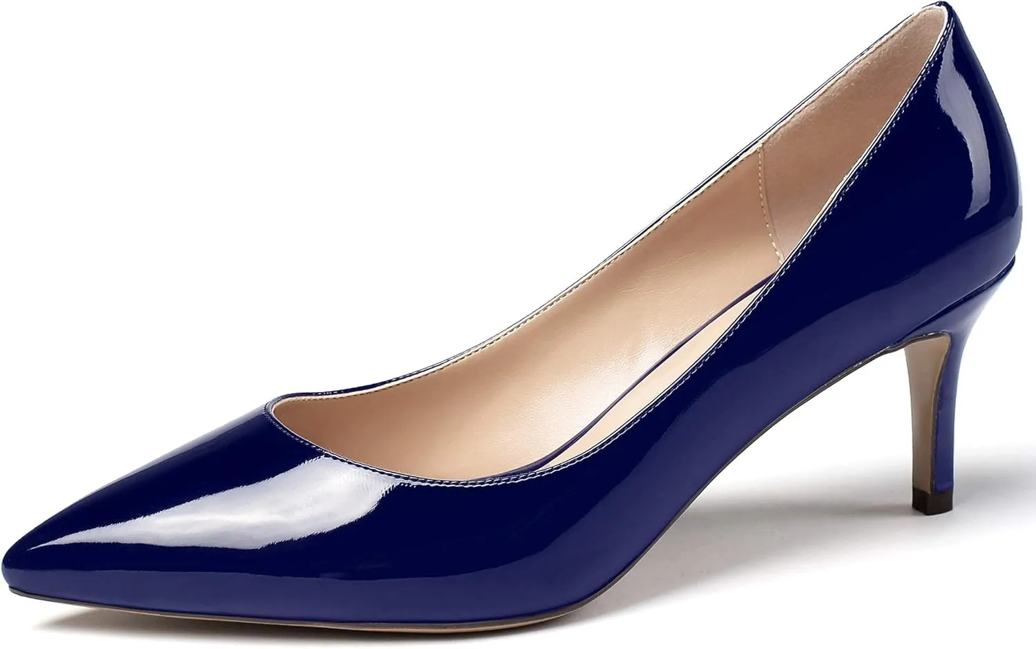 SAMMITOP Women's Pointed Toe Mid Heel Classic Pumps Slip On Elegant Formal Party Dress Shoes