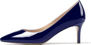 SAMMITOP Women's Pointed Toe Mid Heel Classic Pumps Slip On Elegant Formal Party Dress Shoes