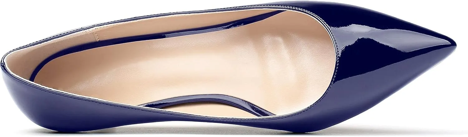 SAMMITOP Women's Pointed Toe Mid Heel Classic Pumps Slip On Elegant Formal Party Dress Shoes