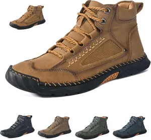 Sawbehind Mens Boots,Men's Comfortable Handmade Leather Boots,Spacious Toe Box Outdoor Leather Shoes