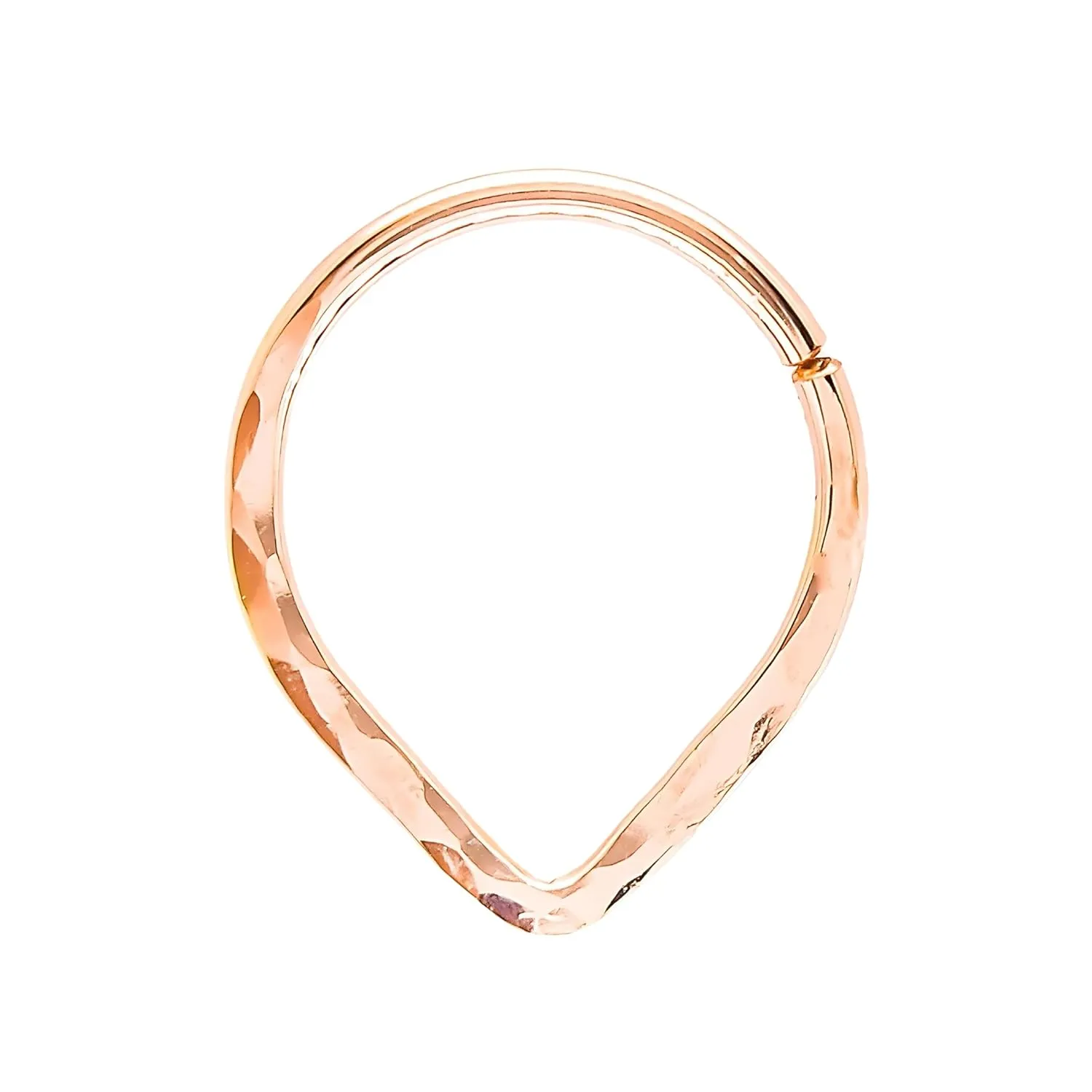 Septum Ring Rose Gold Filled Triangle Drop Shaped Hammered Piercing Nose Hoop 18 gauge Custom Size (8)